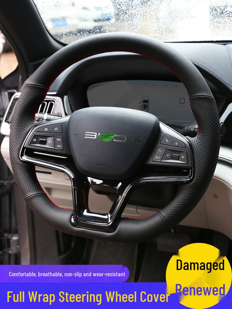 Hand-Stitched Steering Wheel Cover for BYD Song Plus/Pro & Qin Plus New Energy Models