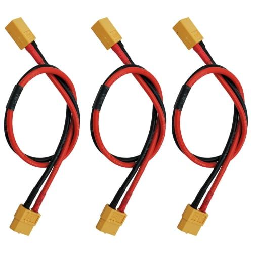 Boladge 3-Piece XT60 Extension Cable with Male To Female Connectors, 14AWG, 30CM Silicone Cable for RC LiPo Battery