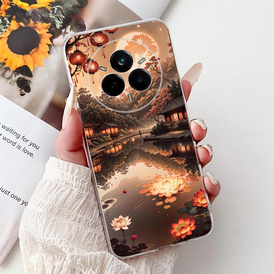 Чехол для Realme 14 Pro Plus RMX5051 Красивые Цветы Рисованный Чехол Мягкий Силиконовый Чехол Для Realme 14 Pro Realme14 Pro+ 5G Чехлы
