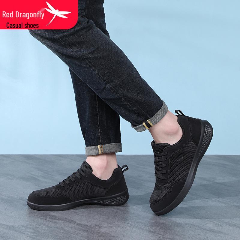 Мужские повседневные кроссовки Red Dragonfly Flyknit Черные – Дышащие, устойчивые к запахам, для путешествий осенью