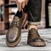 Мужская обувь осень и зима 2024 года, новые кожаные туфли в британском стиле, на шнуровке, универсальные, на толстой подошве, водонепроницаемые, повседневные туфли