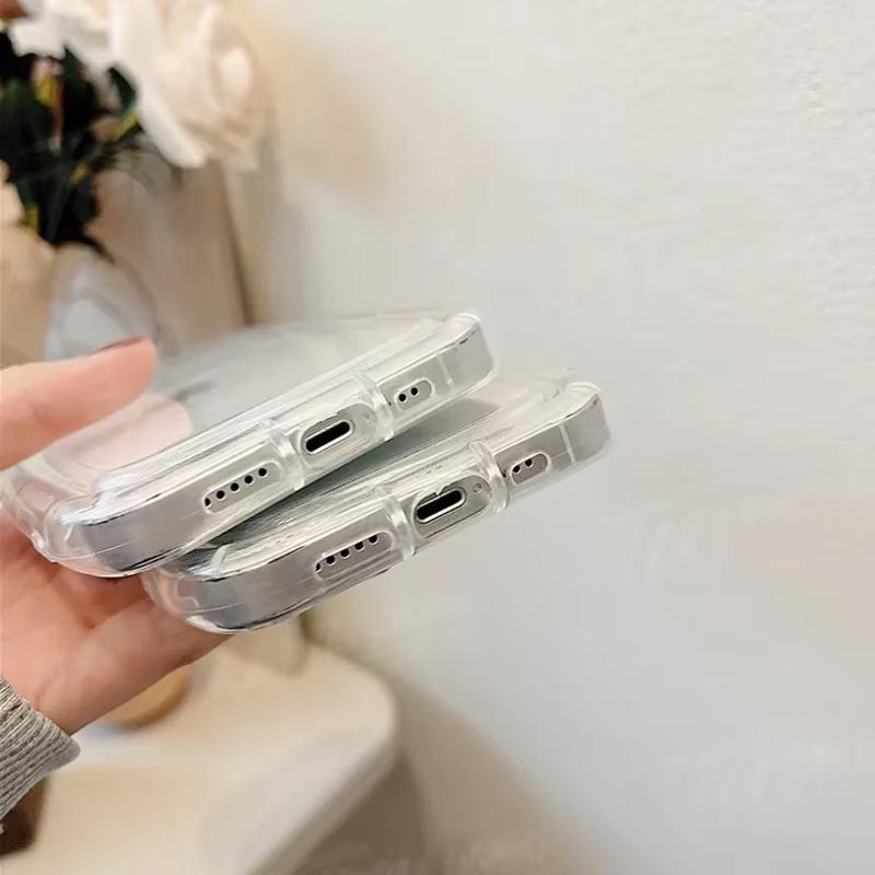 Ударопрочный прозрачный чехол для телефона для iPhone 17 Air 16 e 15 14 13 12 11 Pro Max Plus Mini SE 2020 2022 Милый забавный чехол Белый медведь