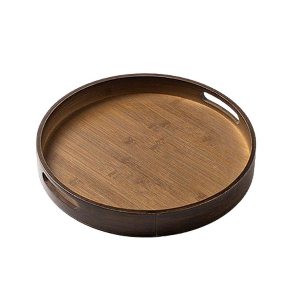 25/30/35/40 см бамбуковый поддон круглый сервировочный поднос с ручками деревянный поднос для хранения стол тарелка для хранения для домашней кухни патио вечеринки