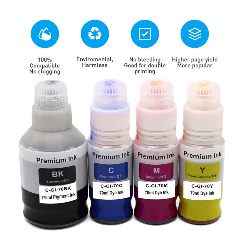 Струйные чернила Gi-70, 70 мл/170 мл, совместимые для принтеров Canon Pixma Gm2070/gm4070/g5070/g6070/g7070