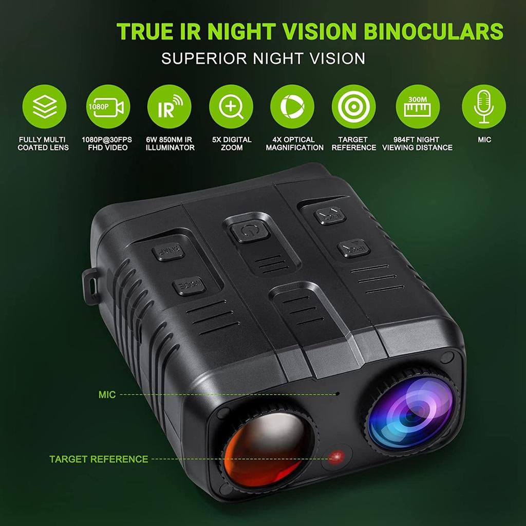 R19 Digital Night Vision Binoculars Device 1080P HD 3W Infrared Night Vision Goggles Recorder Full Dark 300m For Hunting Camping