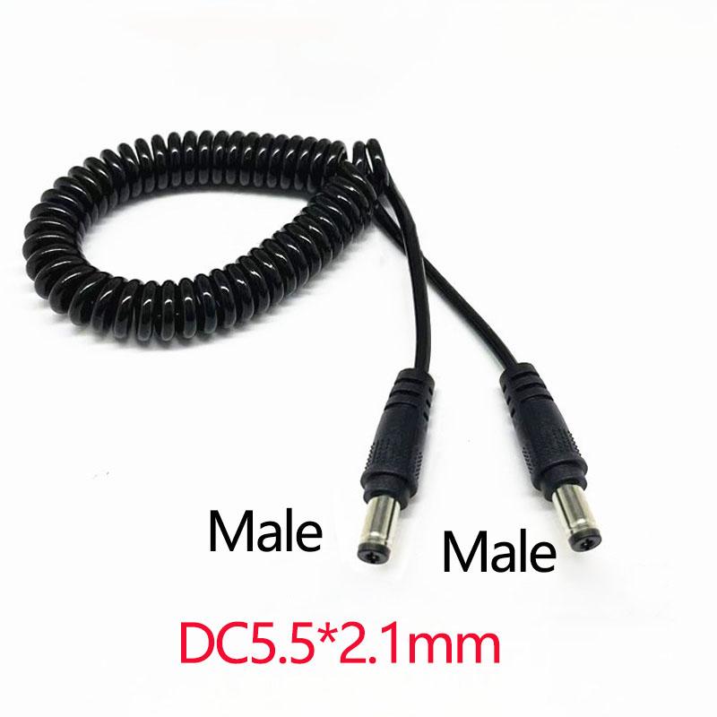 1PC DC Male Femalespring Cable Connector5.5 X 2.5 mm 5.5mm X 2.1mm Straight Plug Power Charger150cm 70cmextension Cord