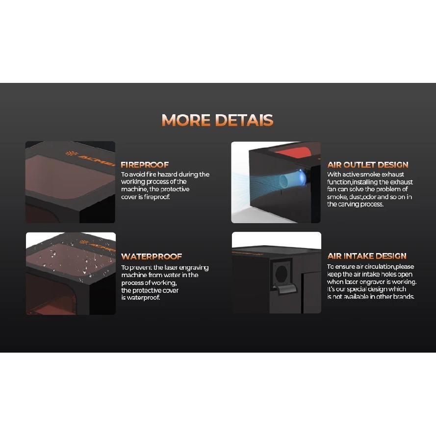 ACMER R20 Laser Protection Enclosure Laser Protection Vent Fireproof Dustproof Waterproof  Laser Engraving Protective Cover