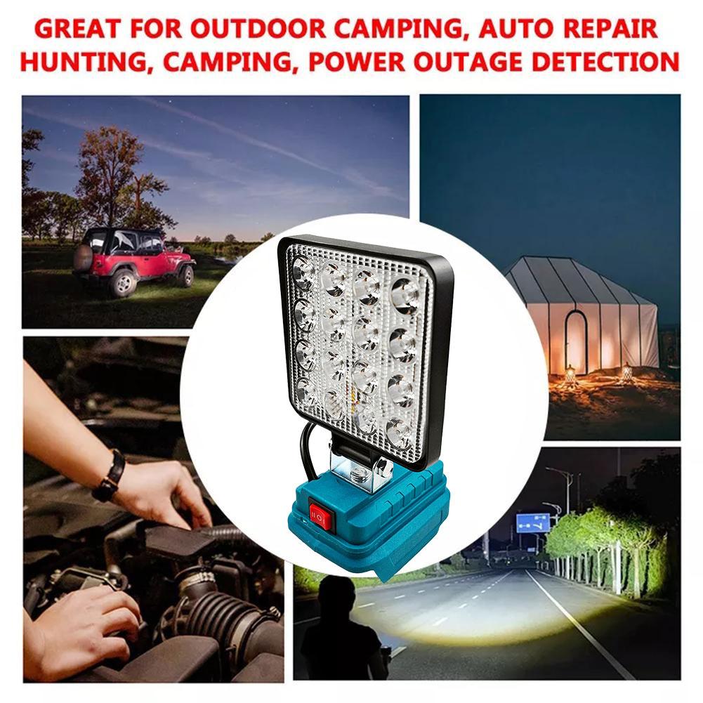 Cordless 4 inch LED Light Portable Outdoor Spotlight USB Lamp Emergency Flashlight For Makita 18V Lithium Battery(No Battery)