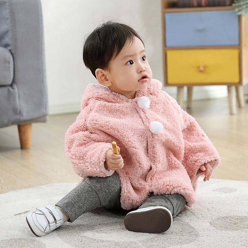 Kids Cape Baby Boys and Girls Hooded Cloak Solid Color Warm Children's Shawl Coat