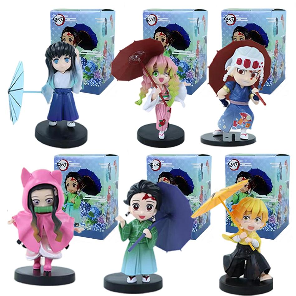 В наличии 12 см кавайная Серия сливового дождя из Клинок, рассекающий демонов, с коробкой, ручная работа, модель, фигурка-орнамент-подарок, нет Яиба, Камадо, Незуко