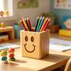 Wood Pen Holder, Large Capacity Desk Organizer for Office Supplies, Creative Natural Wood Gift for Students