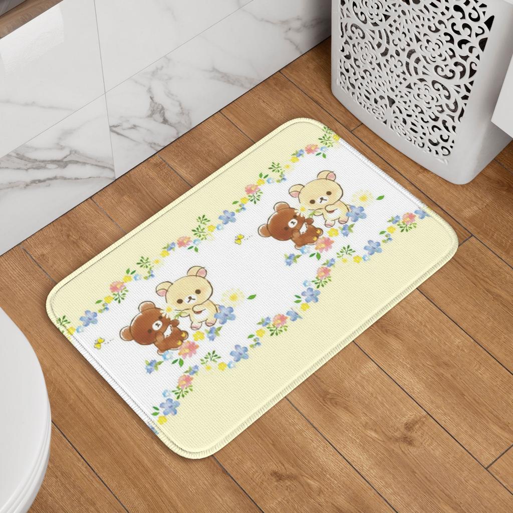 Индивидуальный мультяшный коврик для двери Rilakkuma, нескользящий, для прихожей, входа, приветственный, для кухни, ванной, пола, двери, туалета, гостиной, ковер