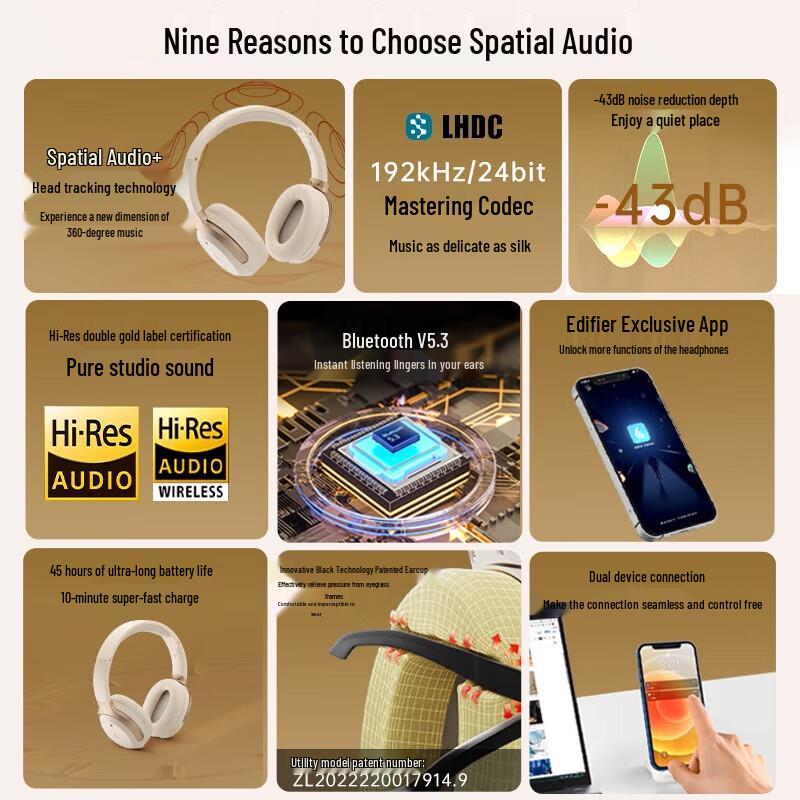 EDIFIER LS820NB Pro Wireless ANC Over-Ear Headphones with Spatial Audio