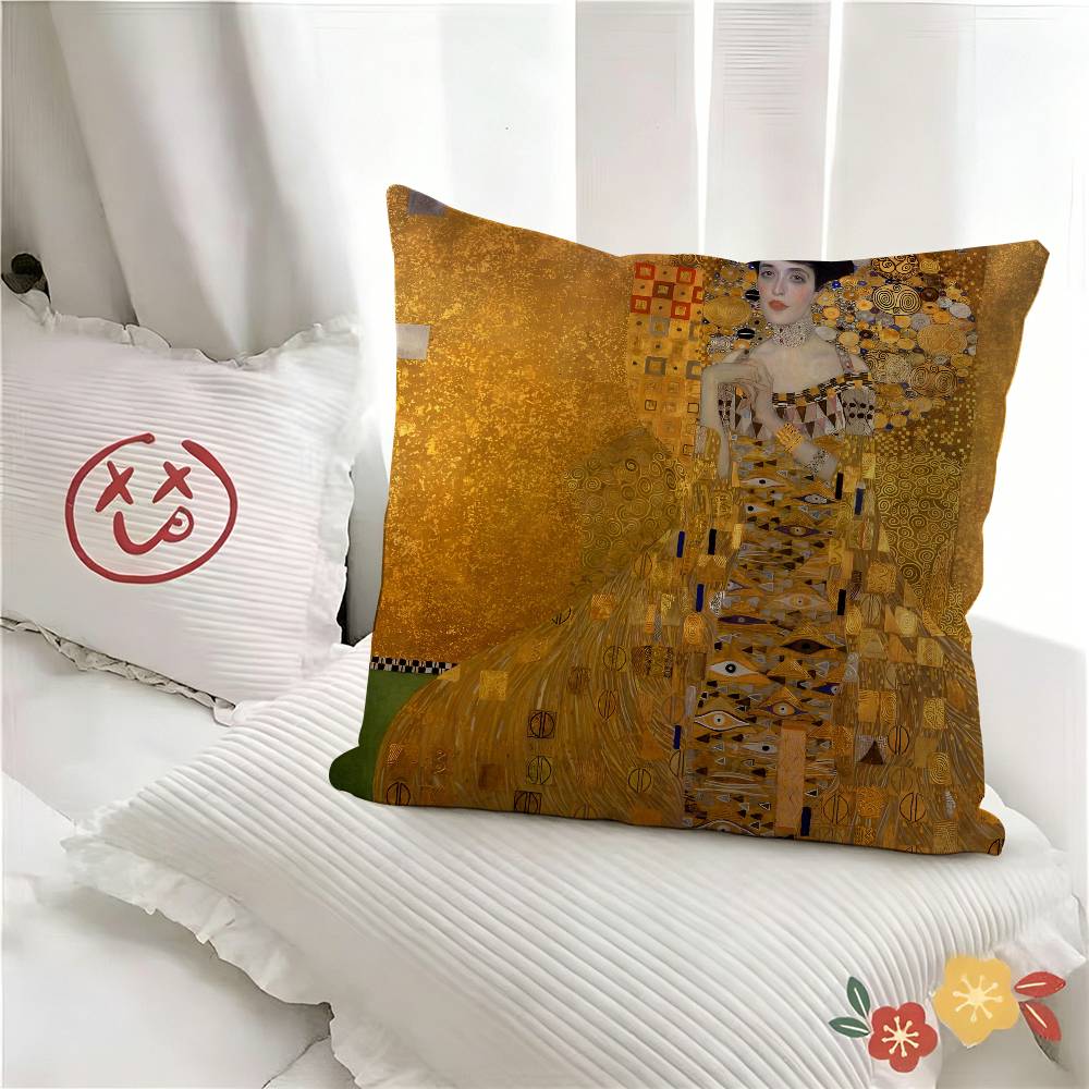 pc Gustav Klimt Art Pillow Case Fashion Square Pillowcase Bedroom Sofa Room Ins Decoration Leisure