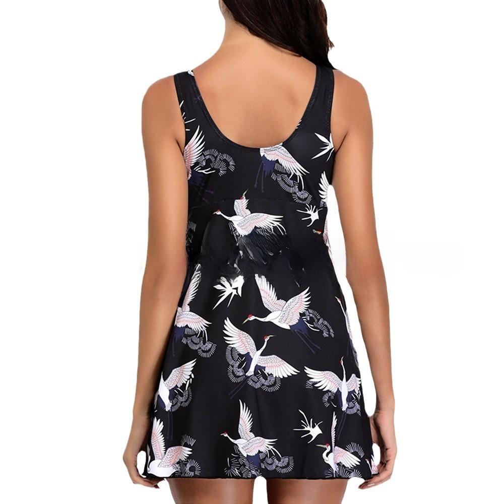 Купальник женский консервативный с принтом журавлей, сексуальное бикини, слитный купальник в европейском и американском стиле, больших размеров