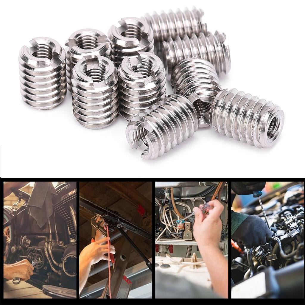 10Pcs Thread Inserts Repair Tool Reducing Nut Male Female Stainless Steel Fastener Hardware