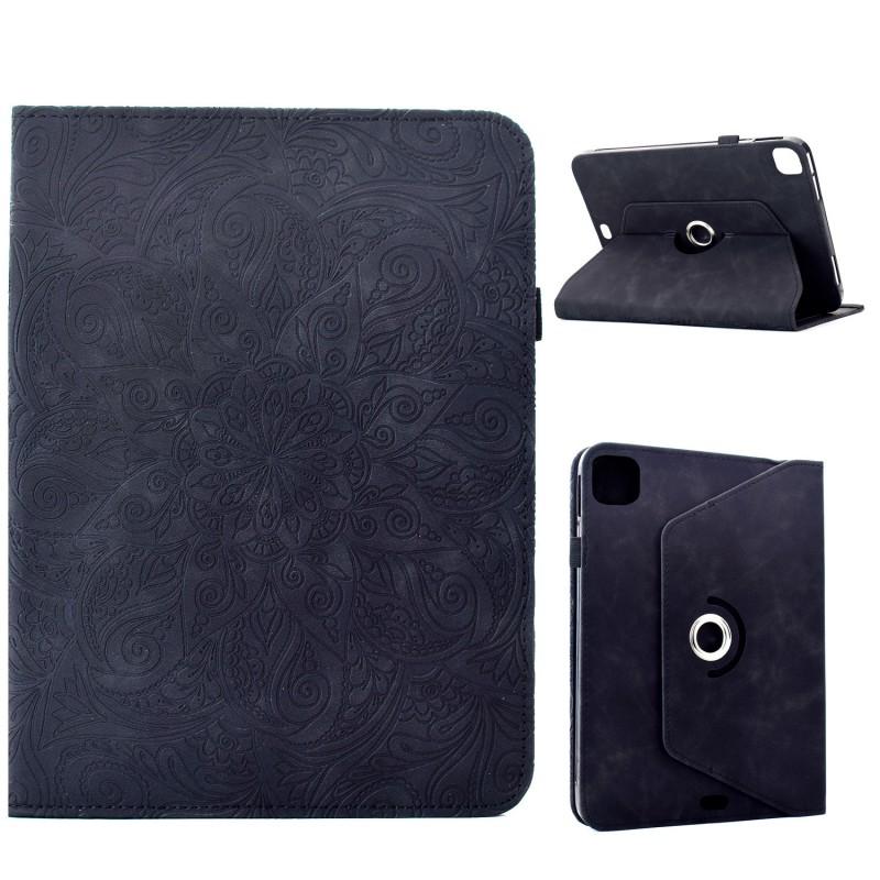 IPad 11th Gen Folio Case With Mandala Embossed Rotating Stand Sleep/Wake Shockproof PU Leather Cover Business Travel