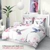 3pcs Spring Themed Bird and Flower Printed Bedding SetFor Bedroom Guest Room (1*Duvet Cover + 2*Pillowcase NO Core)