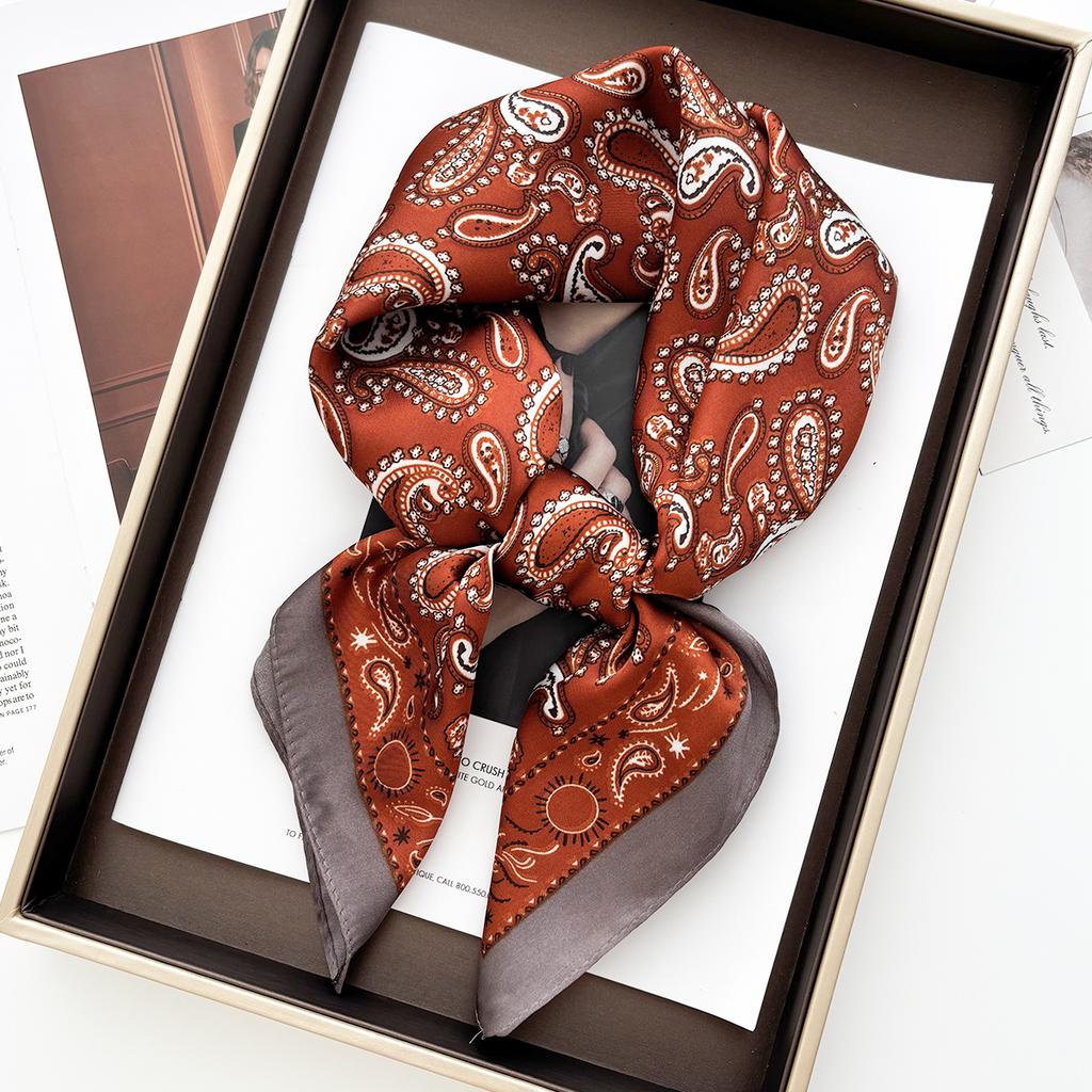 1pcs Luxury Square Scarf Cashew Print Bandana Women's Imitation Silk Scarf Casual Decoration 70cm Neckerchief Headband