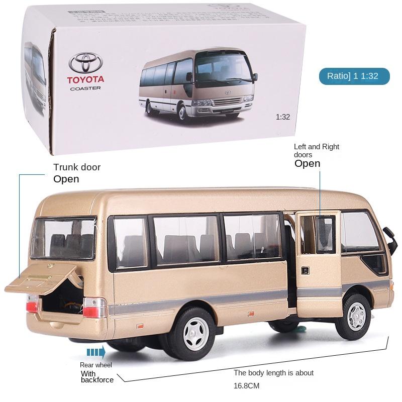 1/32 Toyota Coaster Bus Игровой автомобиль Модель давления Автомобильный игровой симулятор Металлический автобус Игроки для детской коллекции Подарки