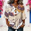 Womens Plus Size V Round Neck Mid Sleeve Front Button Elegant Casual Loose Daily Wear Ladies Blouse
