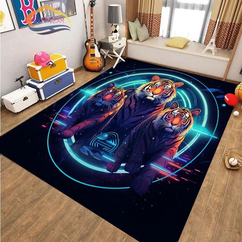 Коврик для пола с изображением животных, крутой тигр, модный ковер с рисунком для украшения дома, подарки, нескользящий коврик для гостиной и детской кровати