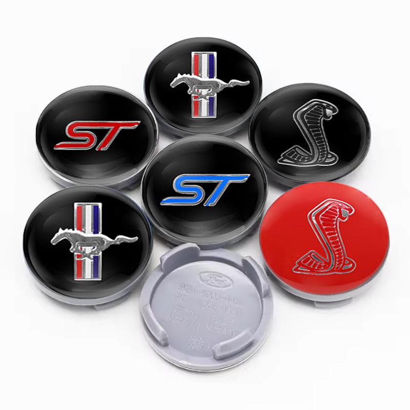 AJQ1 4PCS 54mm Car Wheel Center Caps Badge Logo For Ford S MAX Ranger Focus Fiesta Mondeo Kuga Mustang Escort KA MK2 Auto Accessories