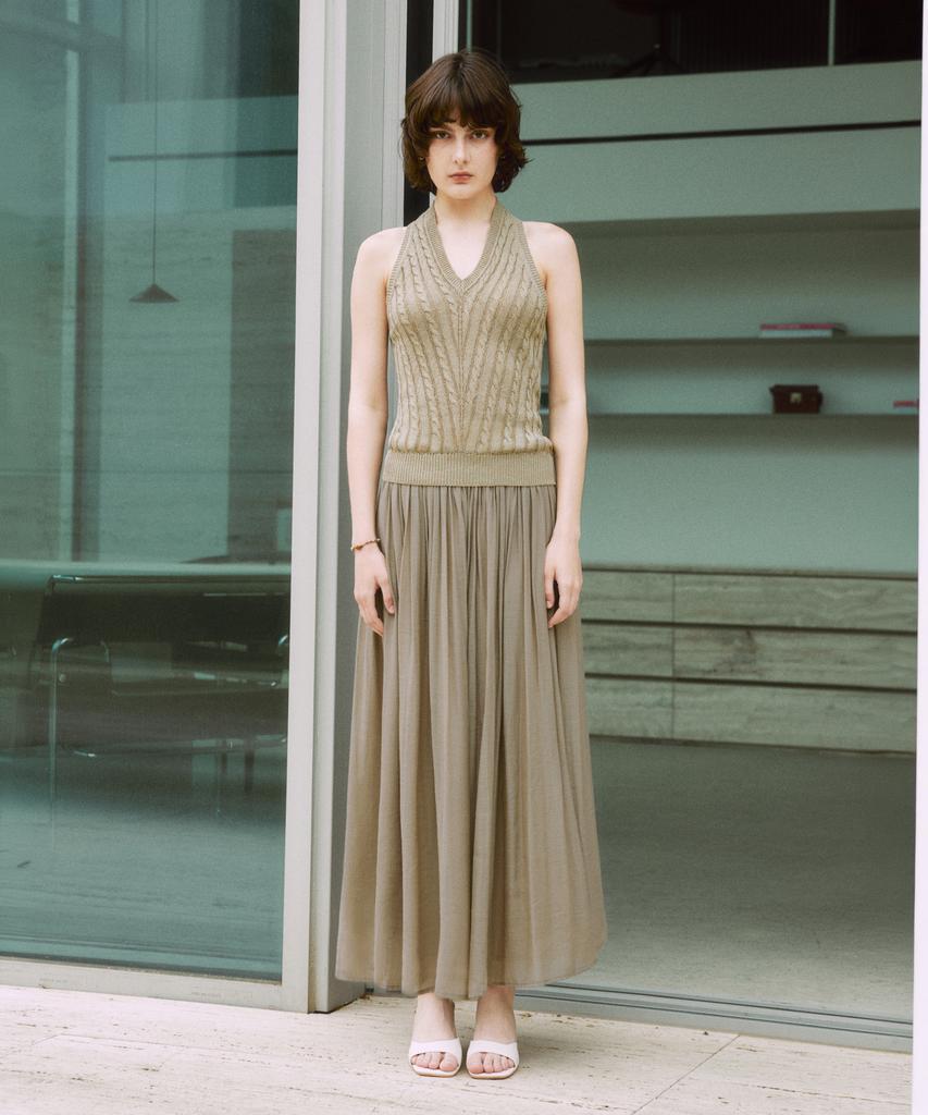 ZEROSTREET Lezero Cotton Twist Halterneck Knit / Sand Beige
