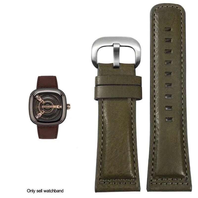 Ремешок для часов Sevenfriday S2 / P3 / m2 Ltalian из натуральной кожи, мужской коричневый, черный, красный, зеленый ремешок для часов 28 мм