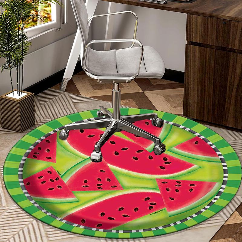 Watermelon With Intricate round carpet Chair cushion Round Entryway Rug, Soft Round Rugs for Living Room, Bedroom, Circle Carpet decor gifts