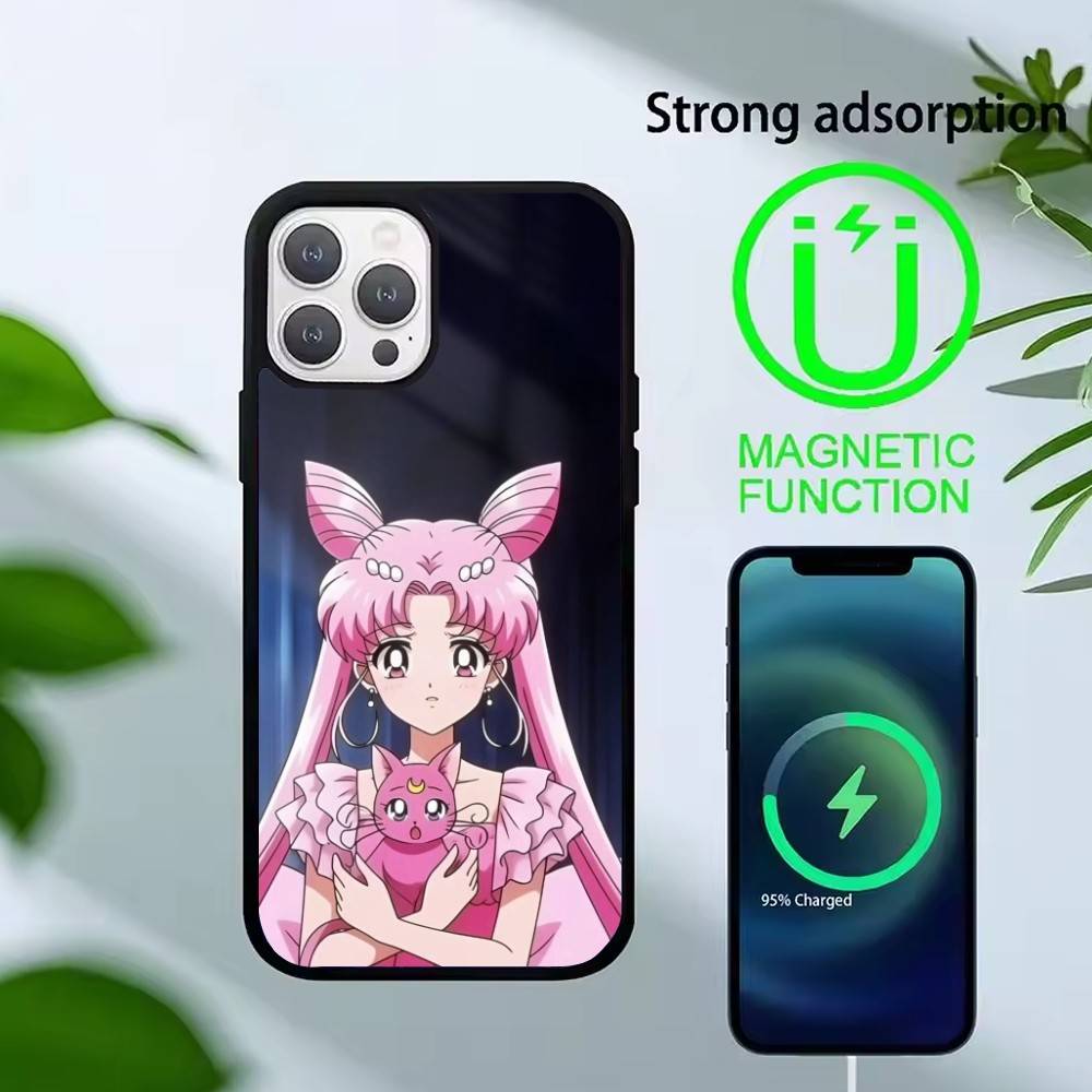 Cartoon P-Sailor Moons Phone Case For iPhone 17,16,15,14,13,Pro,Max,Plus,Magnetic For Magsafe Wireless Charging