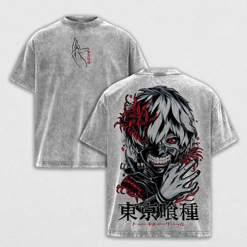 Hot Anime Tokyo Ghoul Ken Kaneki Clothing Men Women Short Sleeve Tshirts Washed Cotton Tee Retro Summer T-shirt Harajuku T Shirt