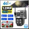 6K 12MP Solar Outdoor Triple Screen 4G SIM Card IP Camera PTZ AI Tracking Security Protection CCTV Video Surveillance