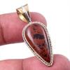 Natural Mahogany Obsidian Gemstone 925 Solid Silver Two Tone Pendant 1.50'' V7s99
