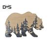 Лесной медведь, деревянное украшение, деревенский дом, 3D животное, домашний офис, гостиная, рабочий стол, украшение дикой природы, подарок на день рождения, Рождественский подарок