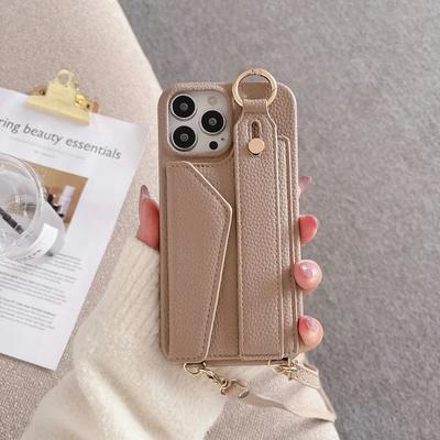 Для iPhone16 Ремешок на запястье Кольцо Кошелек с держателем для карт Чехол для телефона для IPhone 15 Plus Pro Max Кроссбоди Кожаная обложка
