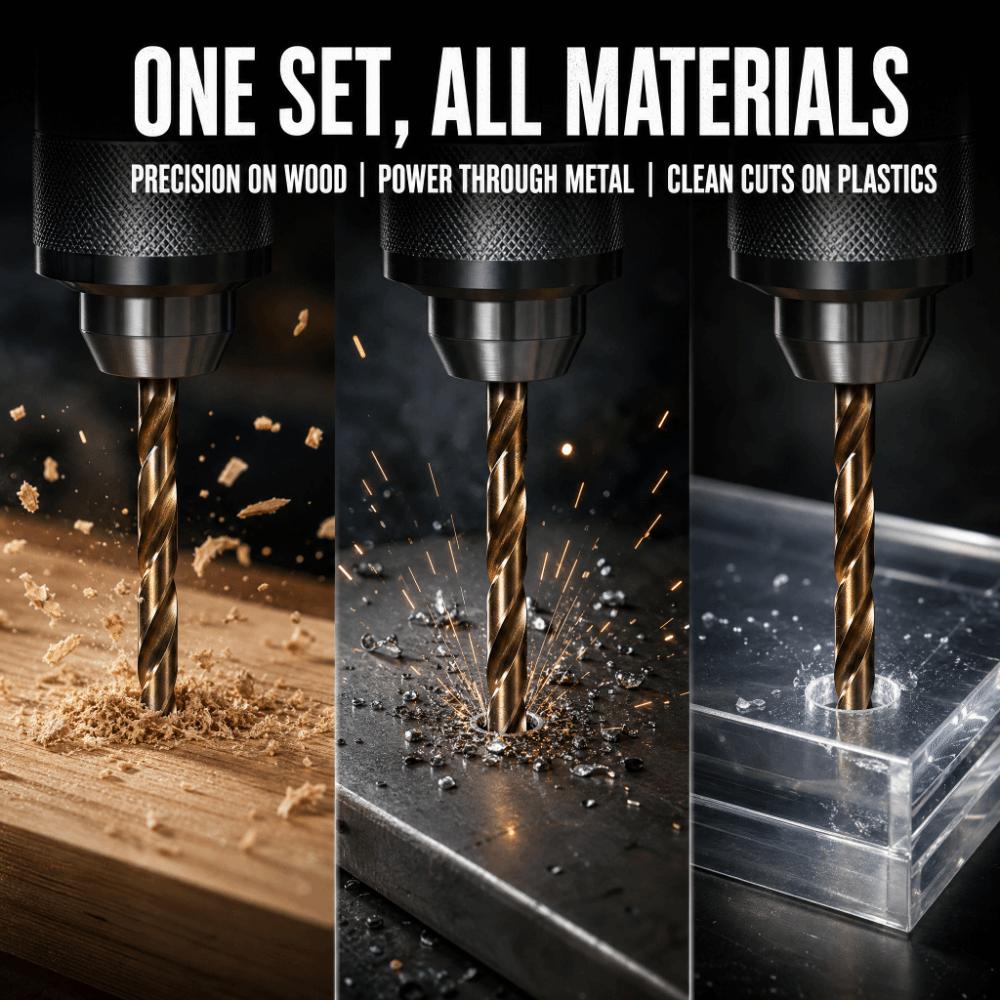 13pcs Straight Shank Twist Drill Bit Set High Speed Steel HSS Drilling Tool  For Stainless Steel