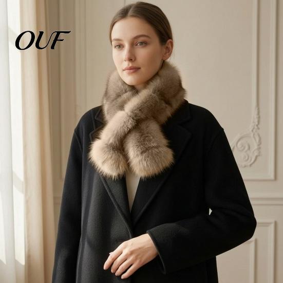 Cold Weather Scarf Faux Fur Collar for Women, Plush Neck Warmer Scarf, Winter Fluffy Thickened Polyester Scarves, Fashion Wrap Weather, Thanksgiving
