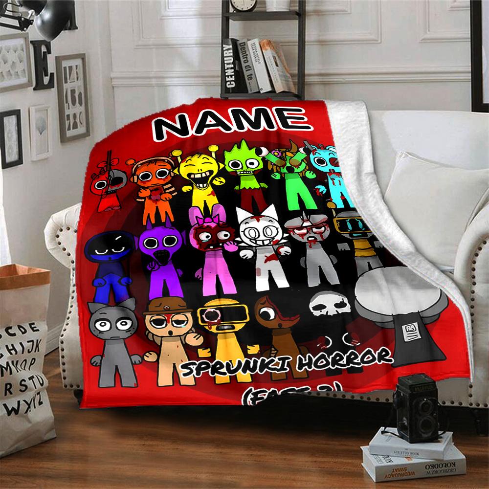 Customizable SPRUNKI1 Throw Blanket – Personalized Name, All-Season Cozy Snug Blanket, Machine Washable, Personalized Blanket
