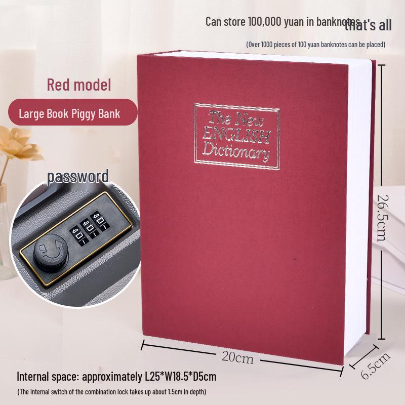 Three Kingdoms Lockable Metal Book Safe & Piggy Bank