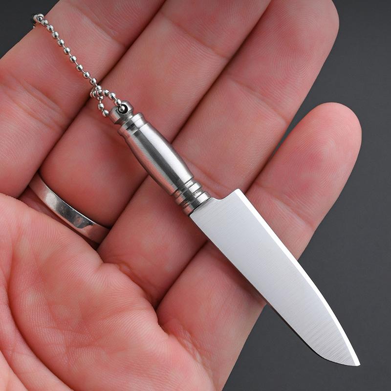Мини-нож с острым лезвием из нержавеющей стали, фиксированным лезвием, портативный карманный брелок, распаковка, нож для выживания в походе с кожаным чехлом