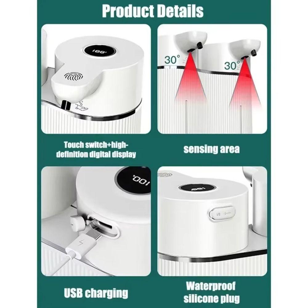Настенный двухголовочный дозатор мыла Инфракрасный датчик Перезаряжаемый через USB Дозатор мыла-пены и жидкого мыла Автоматическая работа