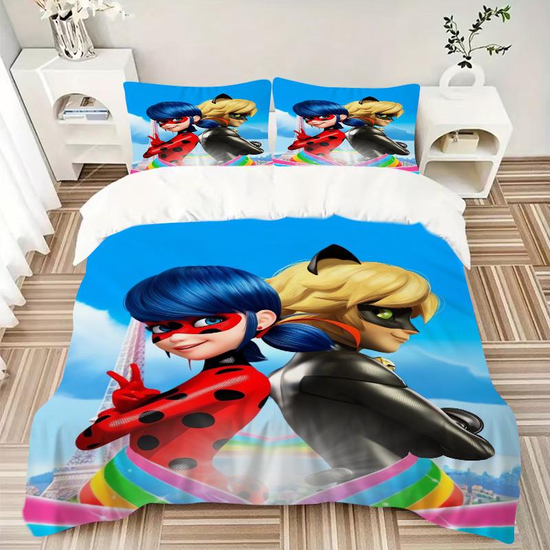 Miraculous Adventures Print 3Pcs Bedding Setduvet Cover With 2 Bedropillowcase Home Birthday Gift