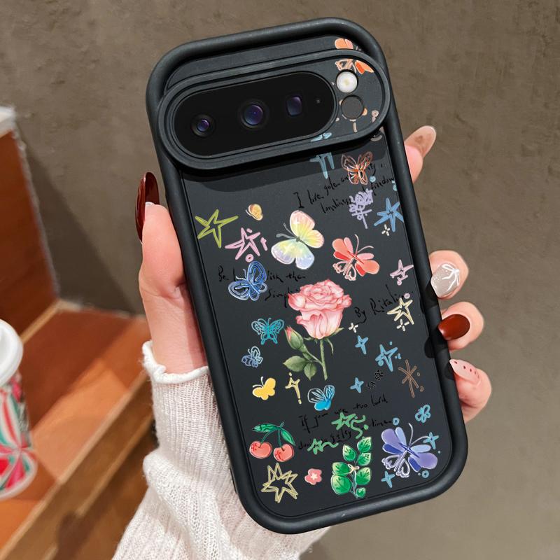 Яркий цветочный узор мягкий матовый чехол для телефона для Google Pixel 9 Pro XL 8 Pro 8A цветочный узор розы противоударный защита линзы бампер TPU чехол