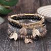 Богемный лист - Этническая подвеска Эластичный шнур Браслет из нескольких нитей с бусинами