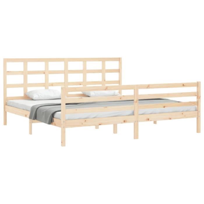 VidaXL Bed Frame with Headboard 200x200 Cm Solid Wood 3194006