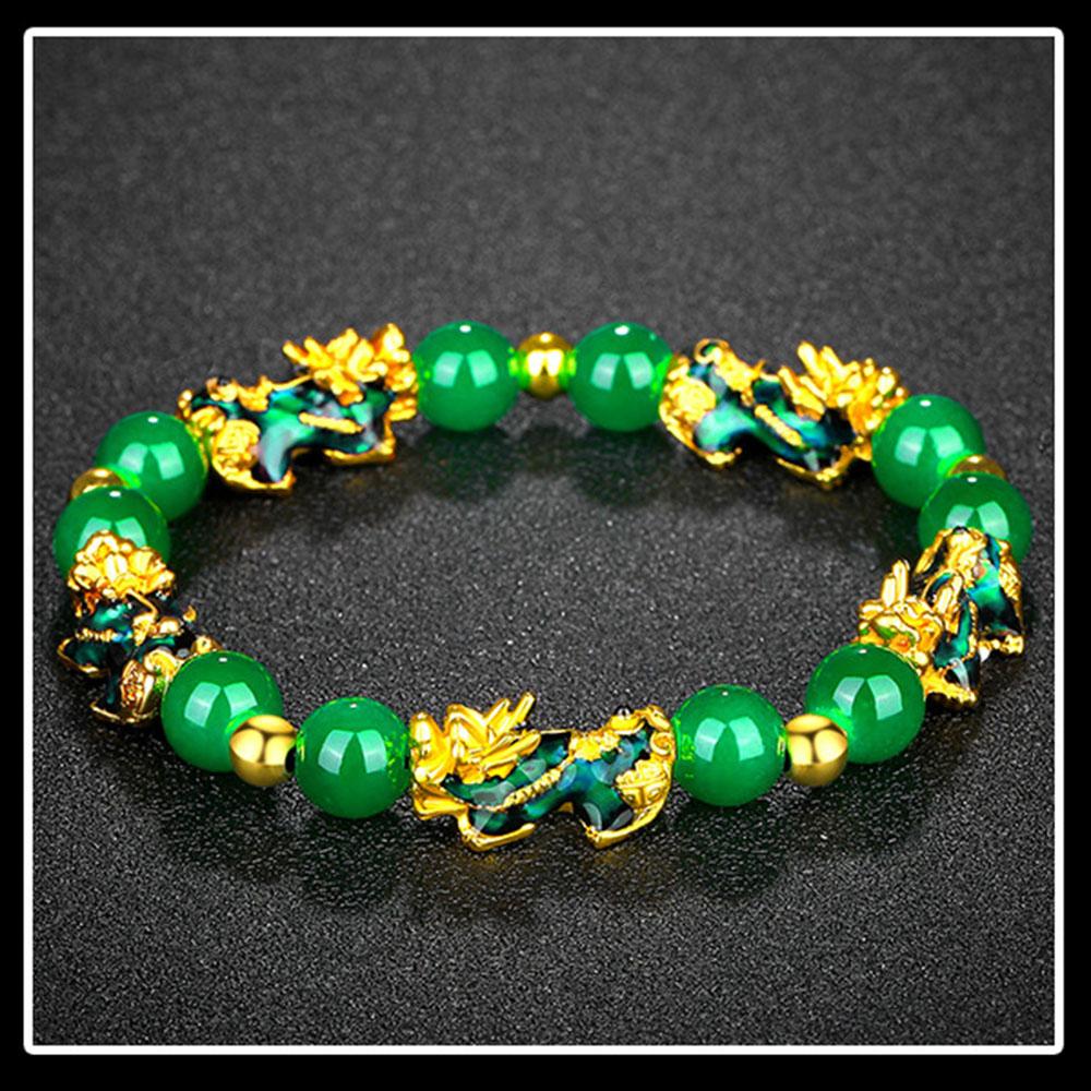 Pixiu Men Obsidian Stone Beads Attract Wealth Thermochromism Good Luck Bangle Wristband Bracelets