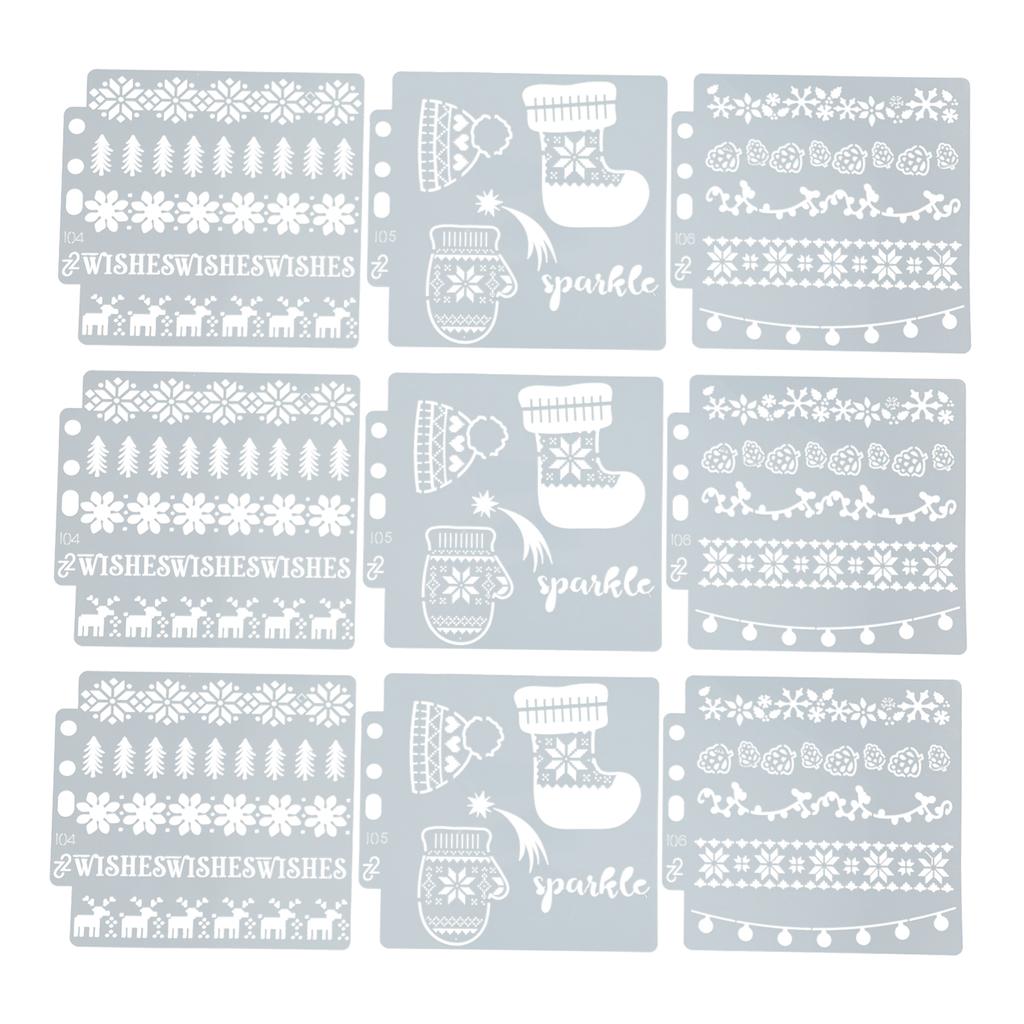 9 шт. полых шаблонов для рисования из ПЭТ рождественского стиля, многоразовые трафареты для копирования и рисования