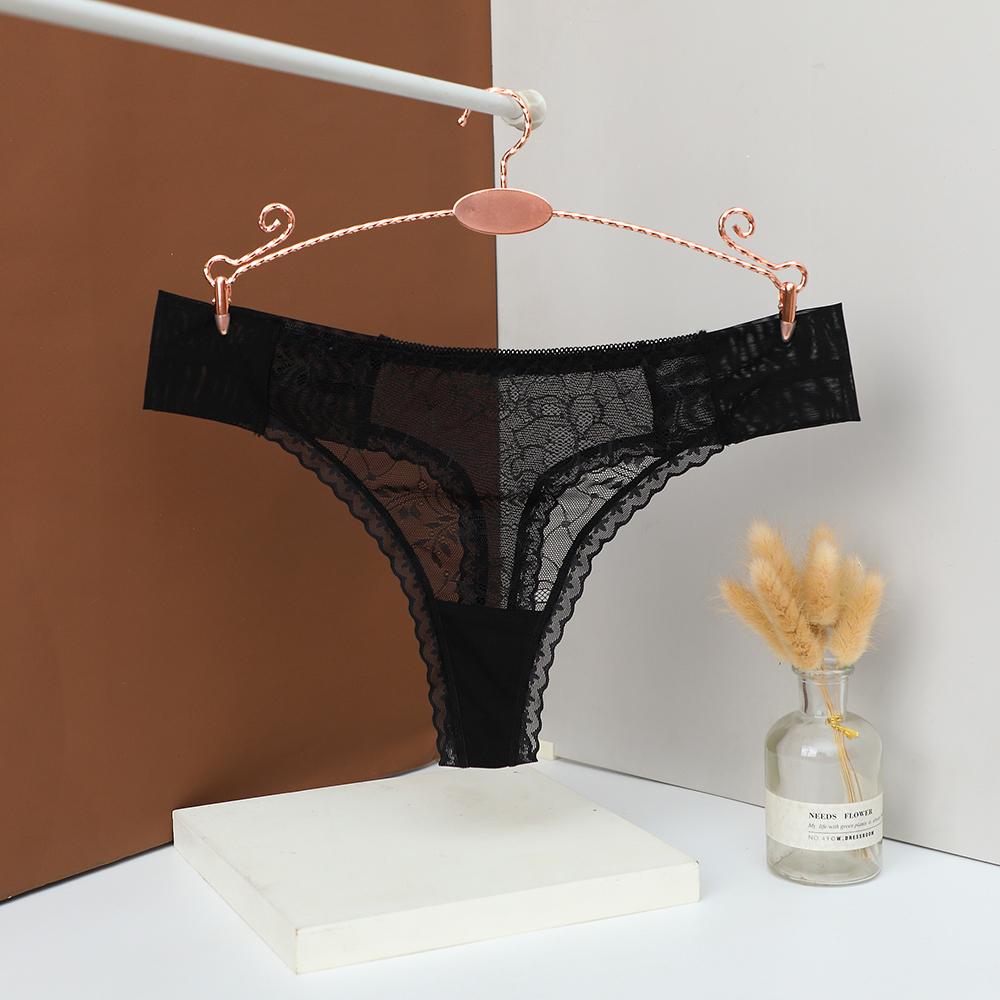Sexy Lace Thongs Women's Low Waist Underwear Solid Comfortable Female Underpants Breathable Lingeries 202
