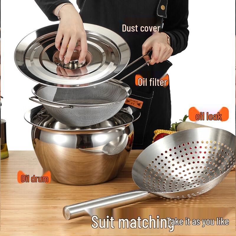 L.C.Maird Stainless Steel Oil Pot & Strainer Set
